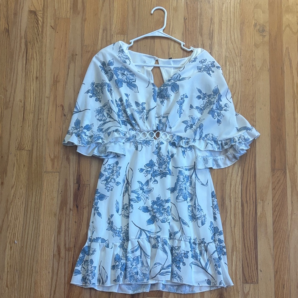 Mini Dress with Blue Floral Print